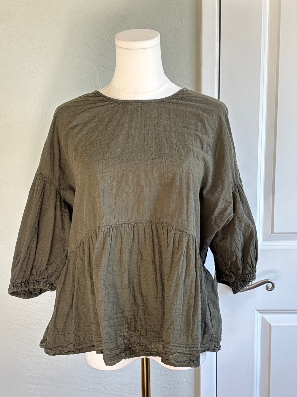 Bundle 2/$30! a new day Olive Green Peasant Tunic Top